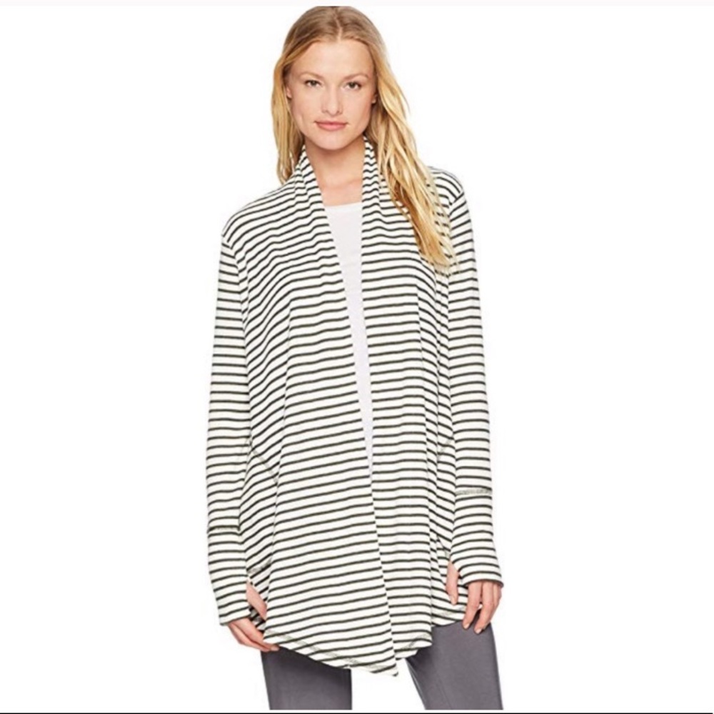 Black and white striped Mae drape sweater
